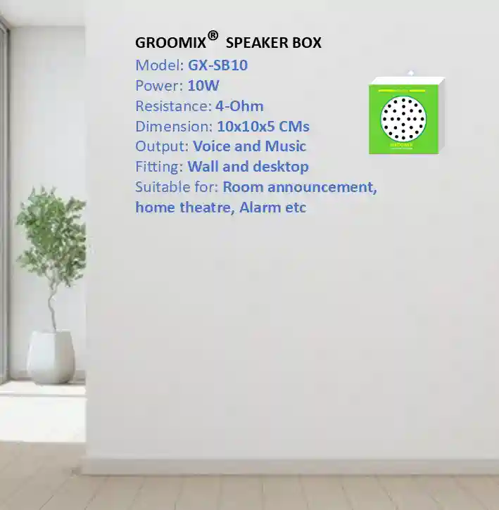 image of features of groomix speaker box